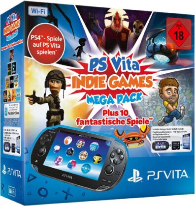 PSVita Konsole WiFi MEGA PACK 4 Indie inkl 4 GB Memory Card + DLC für Indie Games Pack