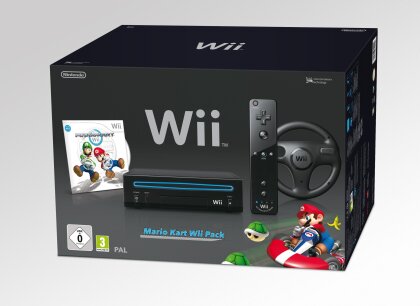 Wii - Konsole Black Mario Kart Pack