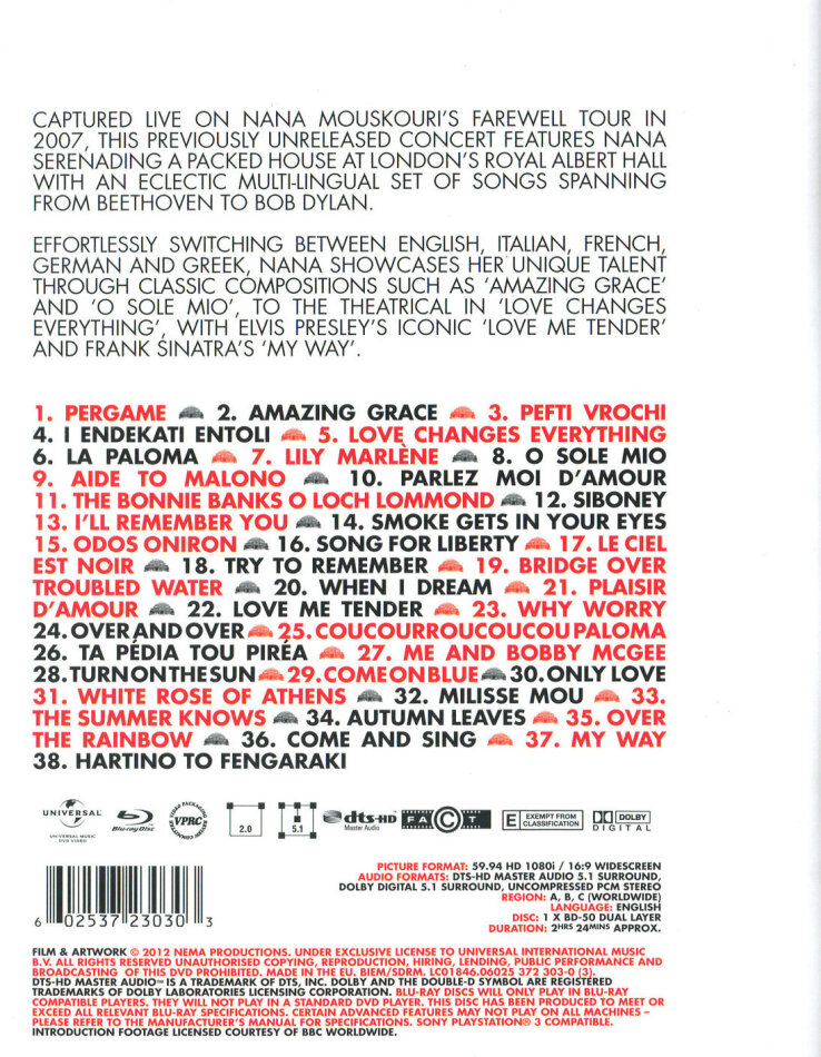 Live At The Royal Albert Hall By Nana Mouskouri Cede Com