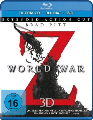 World War Z (2013) (Extended Action Cut, Blu-ray 3D + Blu-ray + DVD)