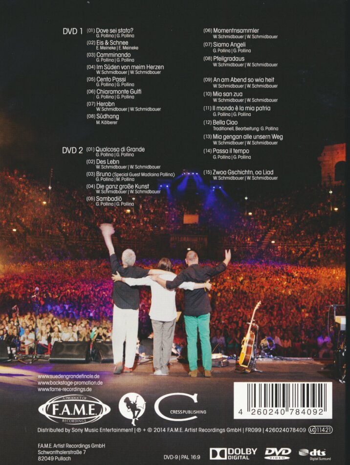 Grande Finale Live In Der Arena Di Verona 2 Dvds By Werner Schmidbauer Pippo Pollina Martin Kalberer Cede Com