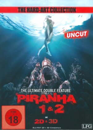 Piranha 1 & 2 - The Ultimate Double Feature (The Hard-Art Collection, Cover B, Édition Limitée, Mediabook, Uncut, 2 Blu-ray 3D (+2D))