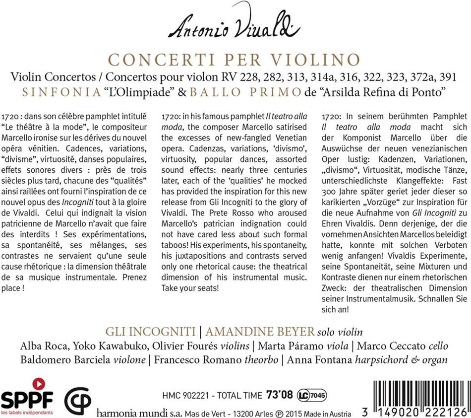 Il Alla Moda Antonio Vivaldi (1678-1741), Amandine Beyer & Gli Incogniti - CeDe.com
