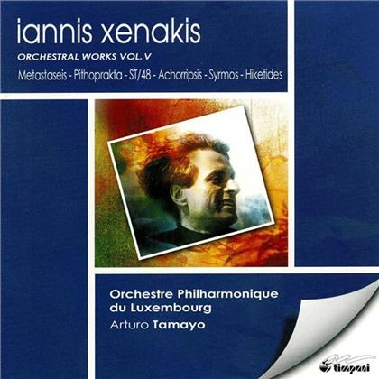 Iannis Xenakis (1922-2001), Arturo Tamayo & Orchestre Philharmonique du Luxembourg - Orchesterwerke Vol.5 - Metasteaseis, Pithoprakta, ST/48, Achorripsis, Syrmos, Hiketides
