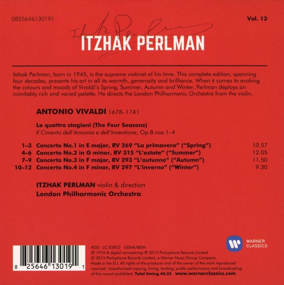 Die Vier Jahreszeiten Itzhak Perlman Edition 13 By Antonio Vivaldi 1678 1741 Itzhak Perlman London Philharmonic Orchestra Cede Com