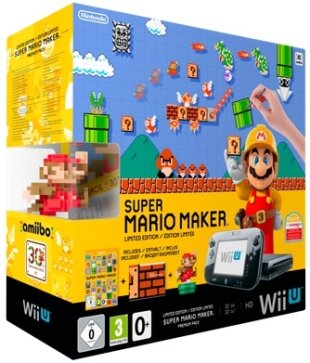 Wii U Konsole Premium + Super Mario Maker + Art book + Amiibo Figur (Limited Edition)