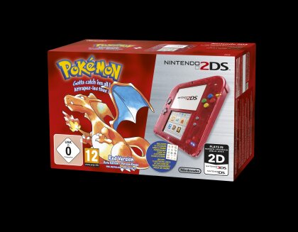 2DS Rot Transparent + Pokemon Rote Edition