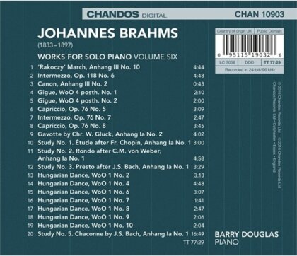 Johannes Brahms (1833-1897) & Barry Douglas - Works For Solo Piano Vol.6