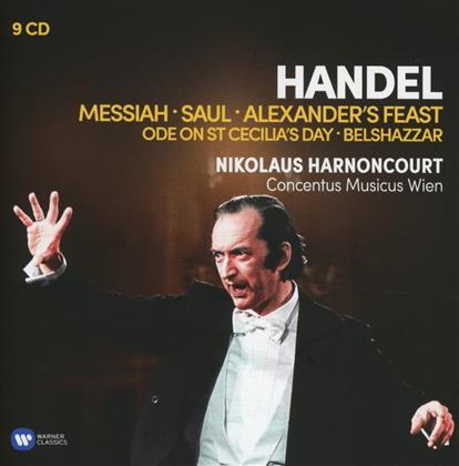 Georg Friedrich Händel (1685-1759), Nikolaus Harnoncourt & Concentus Musicus Wien - Messias / Saul / Belshazzar / Alexander's Feast / Ode On St Cecilia's Day (9 CD)