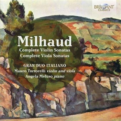 Gran Duo Italiano, Darius Milhaud (1892-1974), Mauro Tortorelli & Angela Meluso - Complete Violin Complete Viola Sonatas (2 CDs)