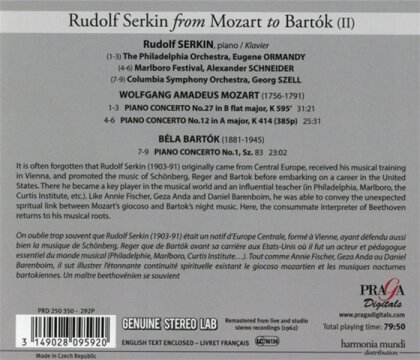 Rudolf Serkin, Wolfgang Amadeus Mozart (1756-1791) & Béla Bartók (1881-1945) - Piano Concertos