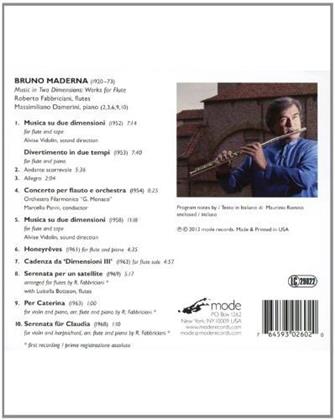 Bruno Maderna & Roberto Fabbriciani - Music In 2 Dimensions: Works For Flute