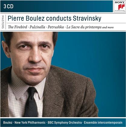 Igor Strawinsky (1882-1971), Pierre Boulez (*1925), New York Philharmonic Orchestra & Ensemble Intercontemporain - Feuervogel / Pulcinella / Petrushka / Le Sacre Du Printemps, u.A. (3 CDs)