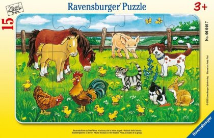 Bauernhoftiere auf der Wiese - Puzzle