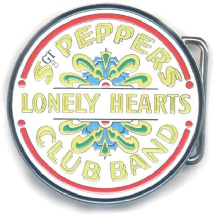 The Beatles Belt Buckle - Sgt Pepper Drum / weiss