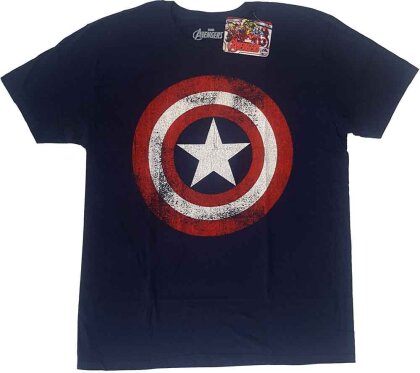 Captain America T-Shirt Motiv - Distressed Shield / marineblau [XL]