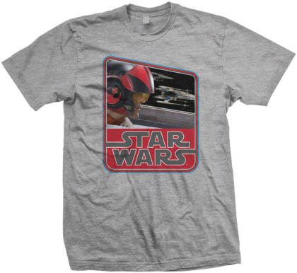 Star Wars Vintage T-Shirt Motiv - EPVII Dameron / Grau [XL] - Grösse XL