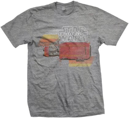 Star Wars T-Shirt Motiv - Rey Speeder Retro / Grau - Grösse XL