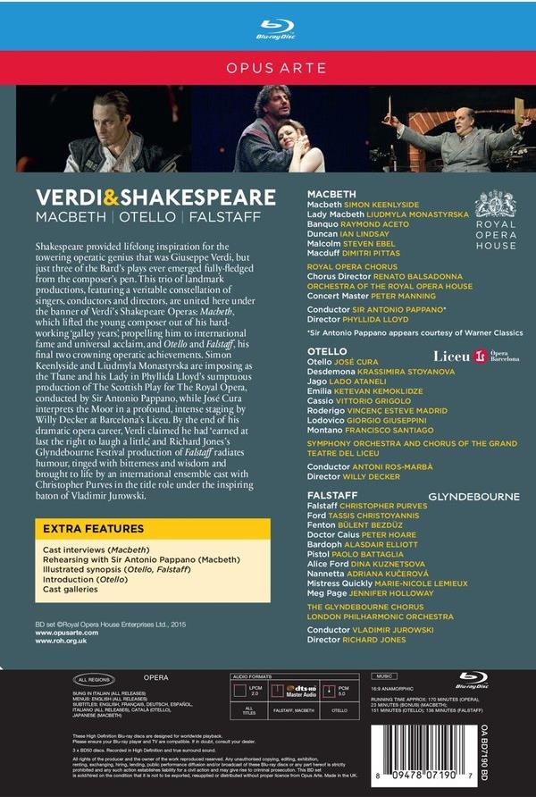 Verdi - The Shakespeare Operas - Macbeth / Otello / Falstaff (Opus Arte ...