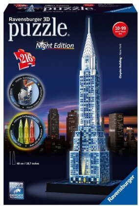 Night Edition: Chrysler Building bei Nacht - 3D Gebäude Puzzle