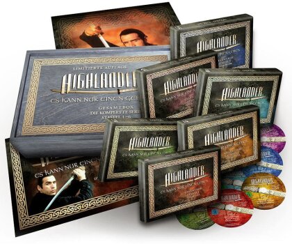 Highlander - Gesamtbox - Staffel 1-6 (Limited Edition, Wooden Box, 45 DVDs)