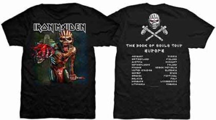 Iron Maiden Unisex T-Shirt - The Book of Souls European Tour V.1 (Back Print)