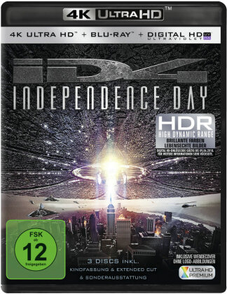Independence Day (1996) (Extended Cut, Kinoversion, 4K Ultra HD + 2 Blu-rays)