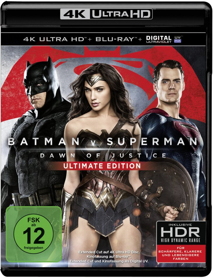 Batman v Superman - Dawn of Justice (2016) (Extended Edition, Version Cinéma, Édition Ultime, 4K Ultra HD + Blu-ray)