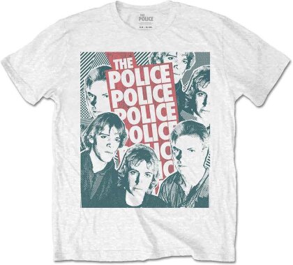 The Police Halftone Faces Mens White Tshirt - Lar