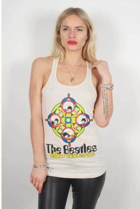The Beatles Ladies Vest T-Shirt - Yellow Submarine & Portholes