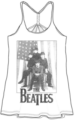 The Beatles Ladies Vest T-Shirt - Stars & Stripes (Baby Doll)