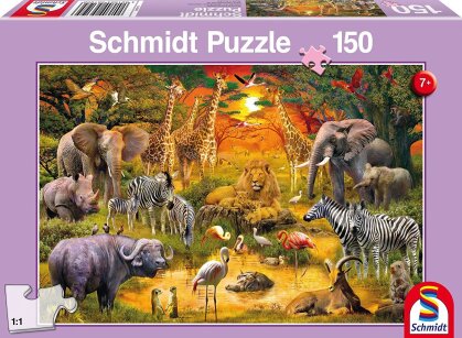 Tiere in Afrika - 150 Teile Puzzle