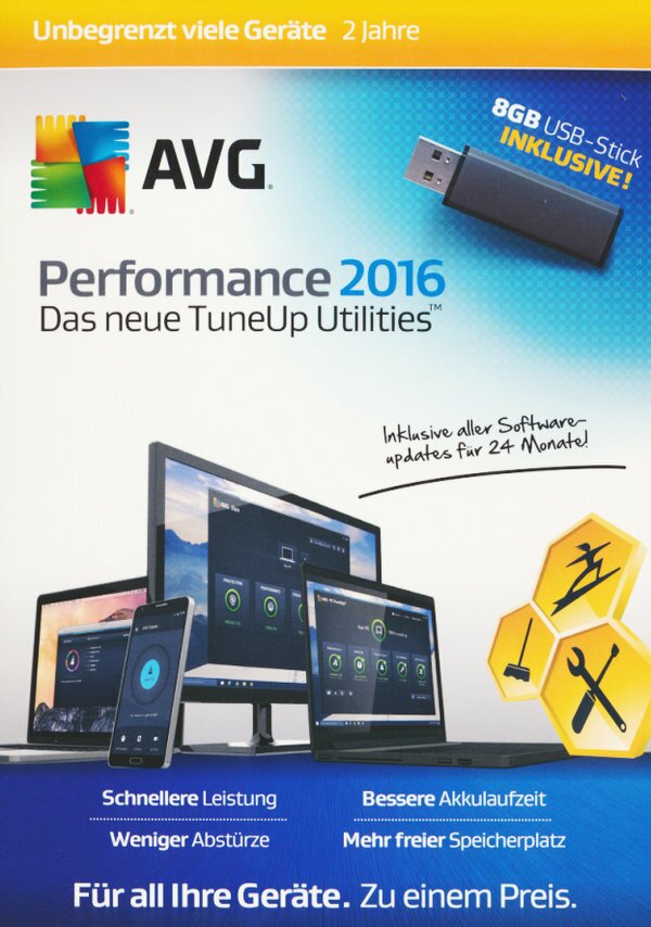 AVG Performance 2016 inkl. USB-Stick (TuneUp) - [3 Lizenzen]