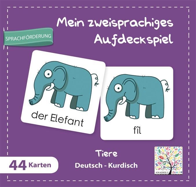 Mein zweisprachiges Aufdeckspiel, Tiere - Deutsch-Kurdisch (Kinderspiel)