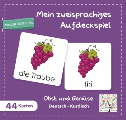 Mein zweisprachiges Aufdeckspiel, Obst und Gemüse - Deutsch-Kurdisch (Kinderspiel)