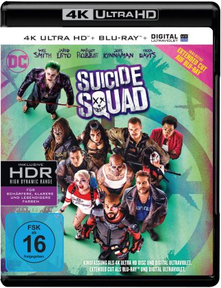Suicide Squad (2016) (Extended Cut, Version Cinéma, 4K Ultra HD + Blu-ray)