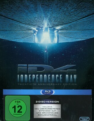 Independence Day (1996) (Extended Cut, Version Cinéma, Version Remasterisée, Édition 20ème Anniversaire, Steelbook, 2 Blu-ray)