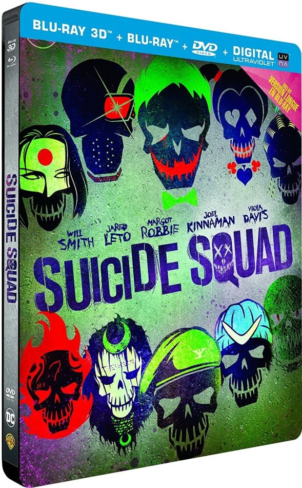 Suicide Squad (2016) (Long Version, Cinema Version, Limited Edition, Steelbook, Blu-ray 3D + 2 Blu-rays + DVD)