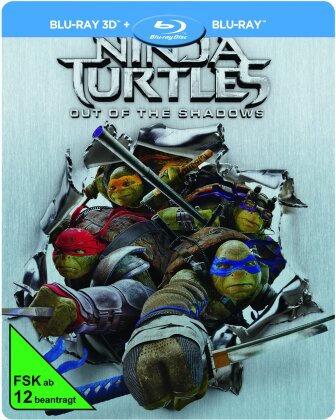 Teenage Mutant Ninja Turtles 2 - Out Of The Shadows (2016) (Limited Steelbook, Blu-ray 3D + 2 Blu-rays)