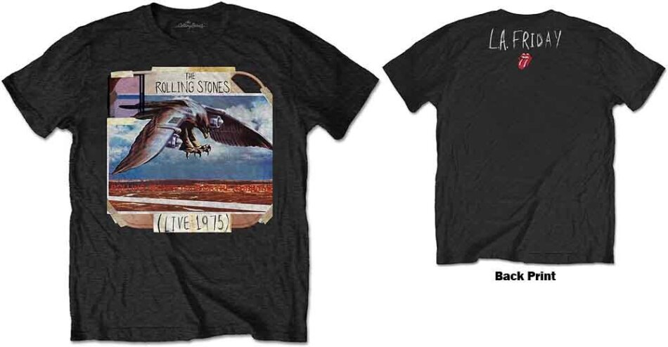 The Rolling Stones Unisex T-Shirt - LA Friday (Black) (Back Print) (Medium)