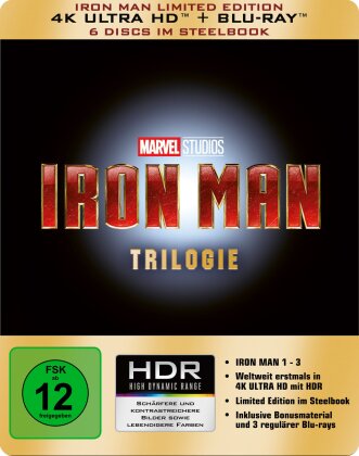 Iron Man Trilogie (Édition Limitée, Steelbook, 3 4K Ultra HDs + 3 Blu-ray)