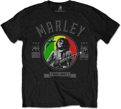 Marley,Bob - Rebel Music Seal (Black) T-Shirt
