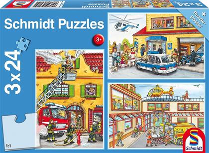 Feuerwehr und Polizei - 3 x 24 Teile Puzzles