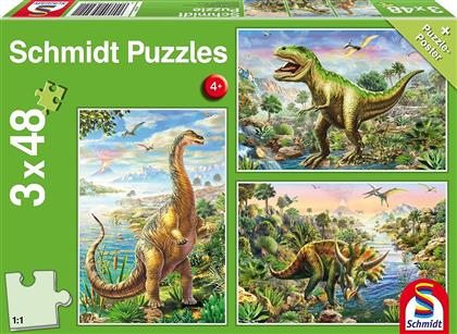 Abenteuer mit den Dinosauriern - 3 x 48 Teile Puzzle