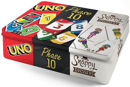 Kartenspiel-Klassiker in Metalldose - UNO, Phase 10 und Snappy Dressers