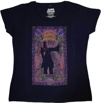 Janis Joplin Ladies T-Shirt - Paisley & Flowers Frame (Soft Hand Inks)