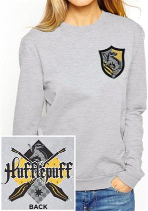 Harry Potter: House Hufflepuff - Girlie Sweatshirt grau [XL] - Grösse XL