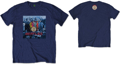 The Beatles Unisex T-Shirt - Sgt Pepper Blue (Back Print)