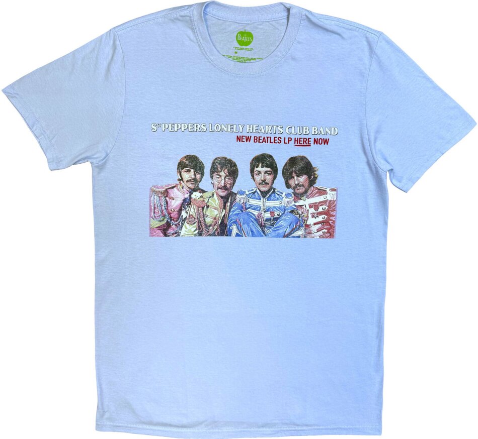 The Beatles Unisex T-Shirt - LP Here Now (Light Blue)