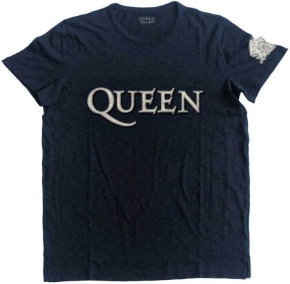 Queen Unisex T-Shirt - Logo & Crest (Applique) (X-Large)